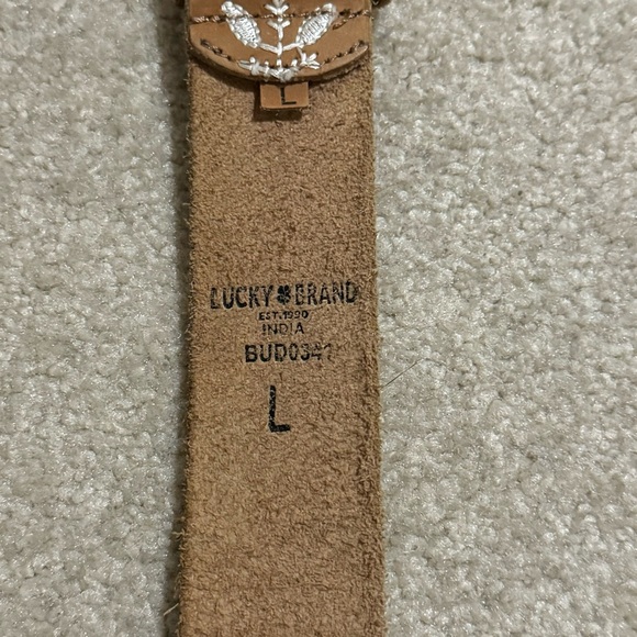 Lucky Brand Embroidered Floral Studded Leather Belt Brown Silver White Boho-L - Picture 5 of 7